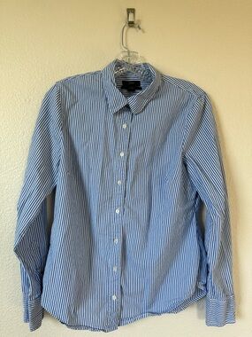 J.Crew Slim Fit Striped Button Down - Blue & White - Size 10